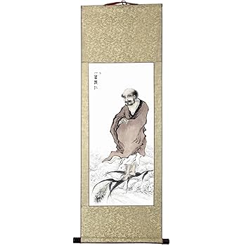 達磨　落款　肉筆　掛軸　本体のみ　大きめ Amazon.co.jp: 肉筆 手描き 水墨画 掛け軸/達磨大師/仏画掛軸 四